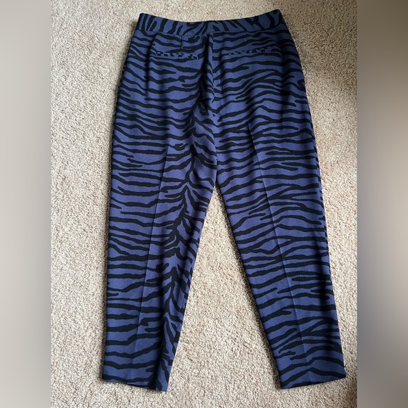 Rebecca Taylor Black and Blue Zebra Print Pants size 8 - Picture 2 of 3